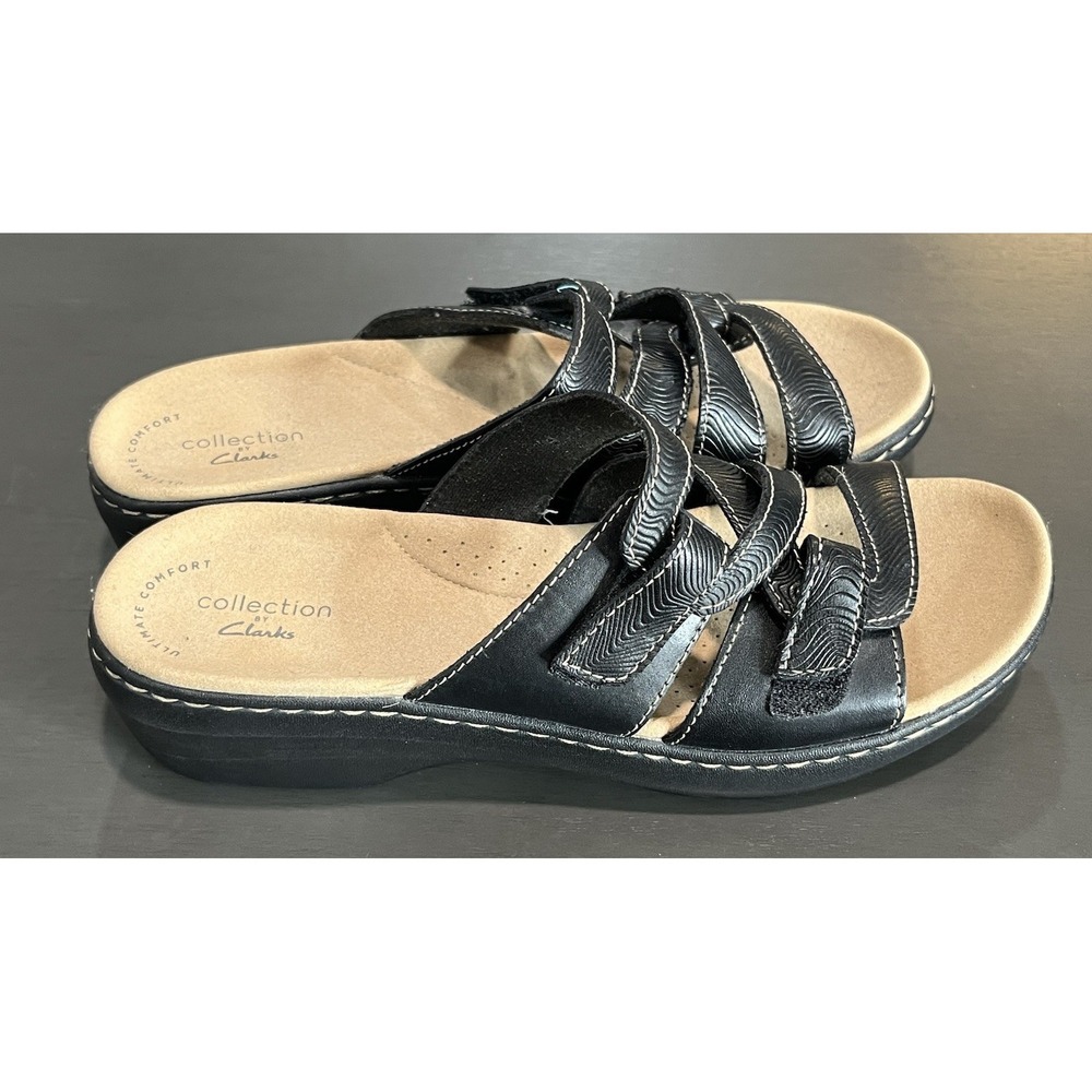 Clarks‎ Womens Shoe Sz 8.5 Black Merliah Karli Adjustable Strap Comfort Sandal